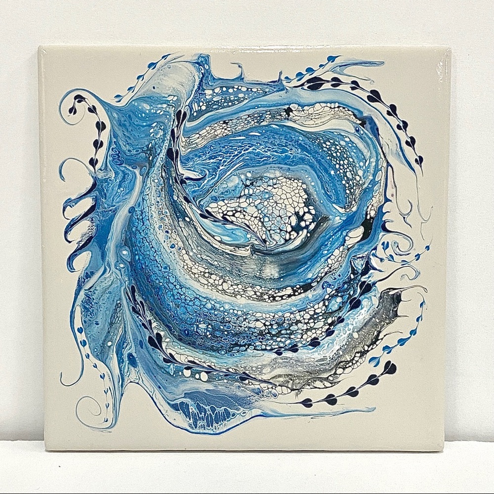 Original Acrylic Abstract Art 6”x6” Ceramic Tile - Picture 9 of 10